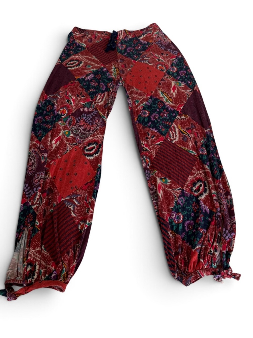 Anthropologie Genie Pants Boho Patchwork Floral Harem Drawstring Sz XS